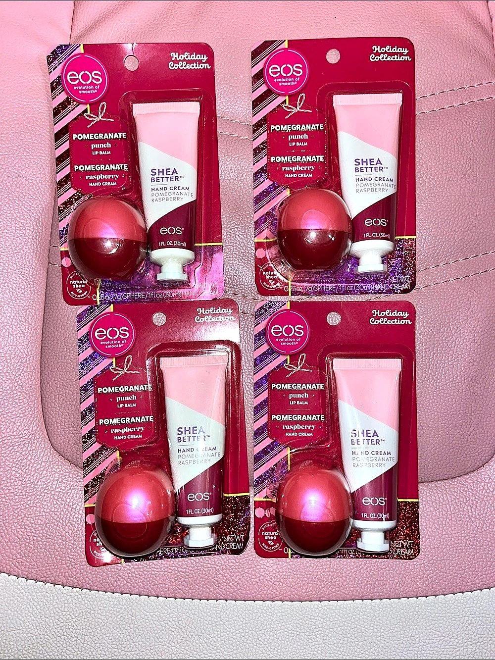 eos Holiday Collection Pomegranate Raspberry 4-Piece Holiday Gift Set NWT